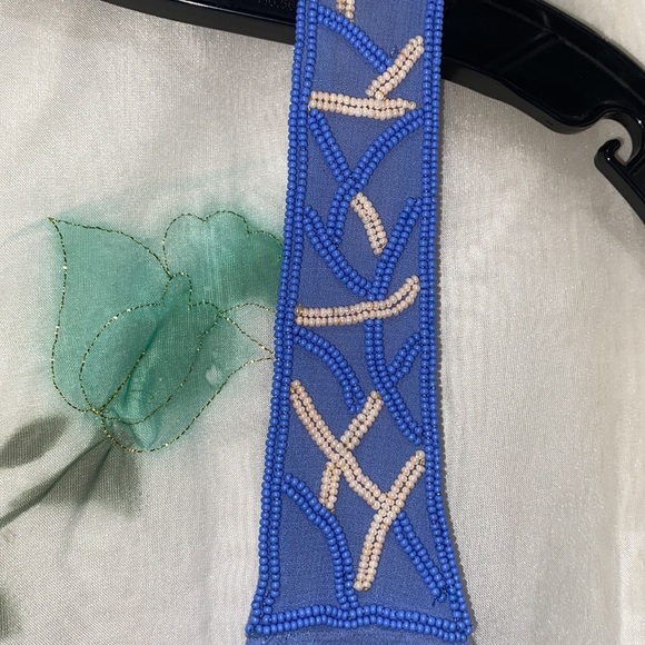 LAZUL BABY BLUE ROMBER DRAWSTRING WAIST V- NECK SZ 1 - Picture 5 of 10